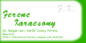 ferenc karacsony business card